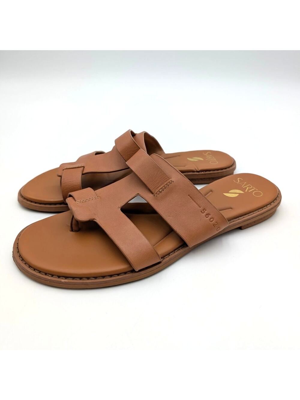 Franco Sarto Gretta Toe Ring Sandals Open Toe Women's Tan Leather Size US8M EU38